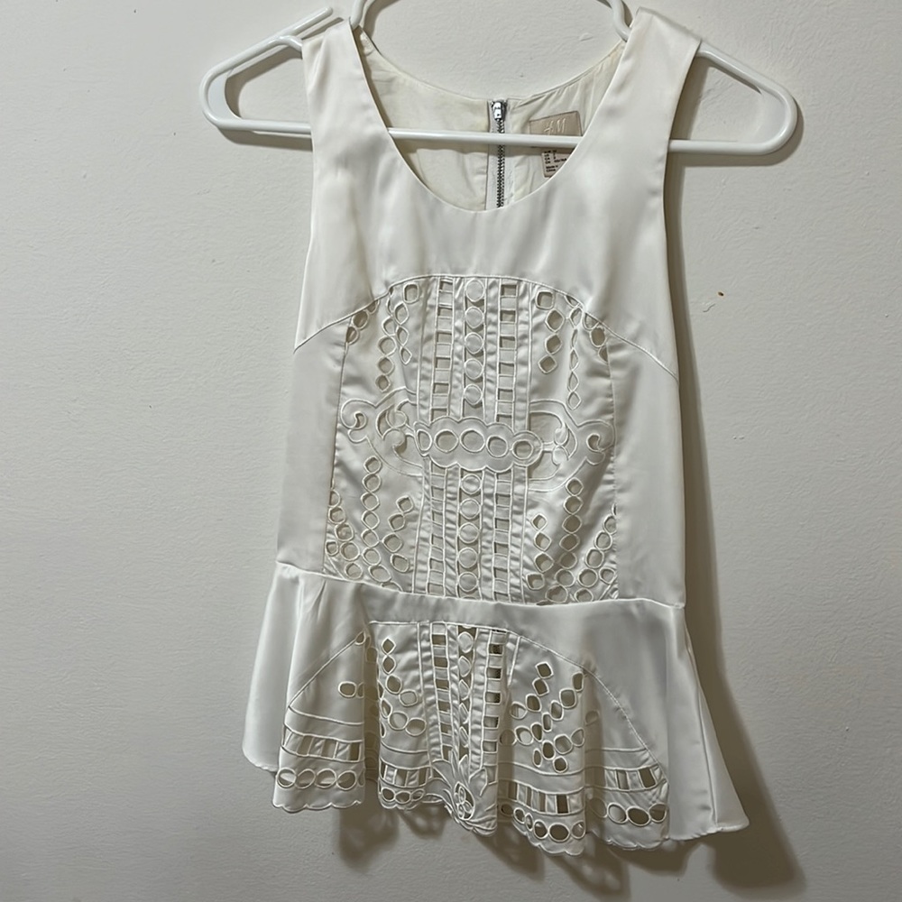 Satin cutout peplum top